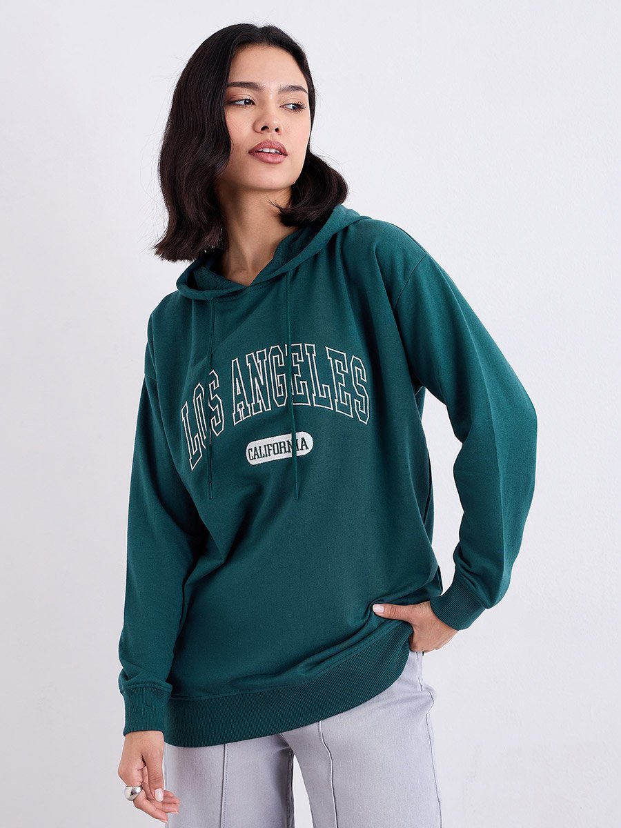 Green Los Angeles Embroidered Hoodie