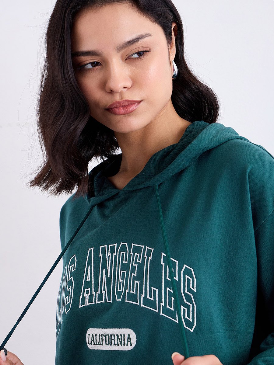 Green Los Angeles Embroidered Hoodie