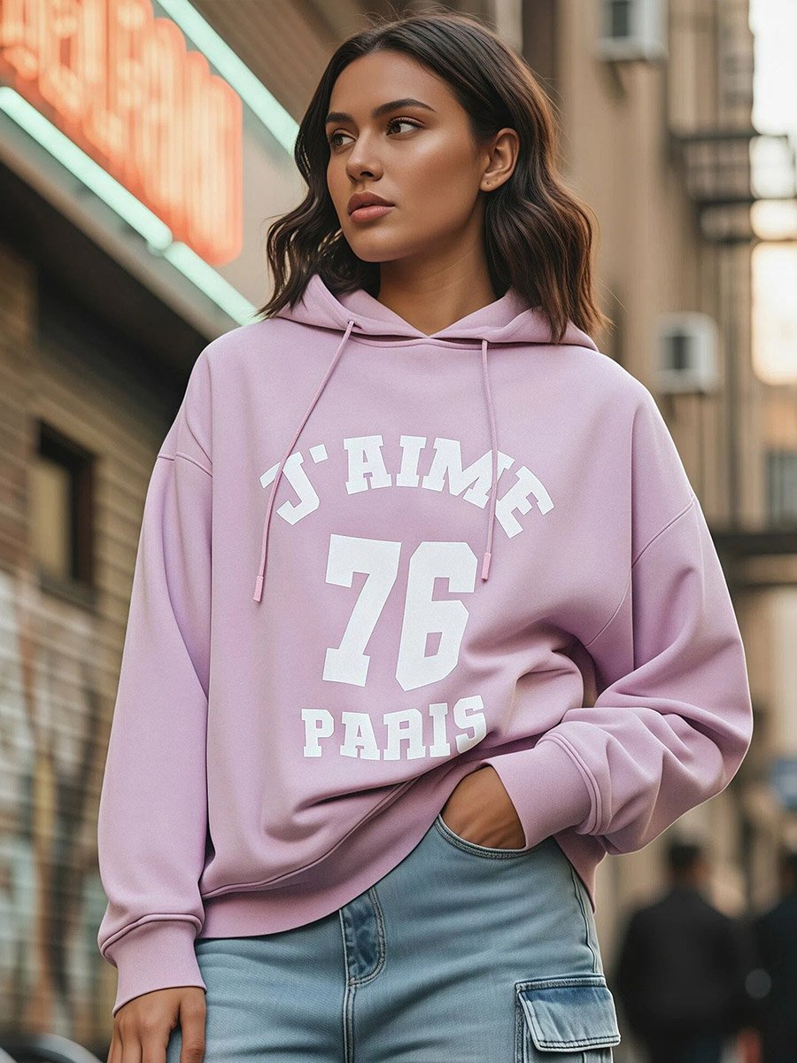 Pink Longline Graphic Print Hoodie