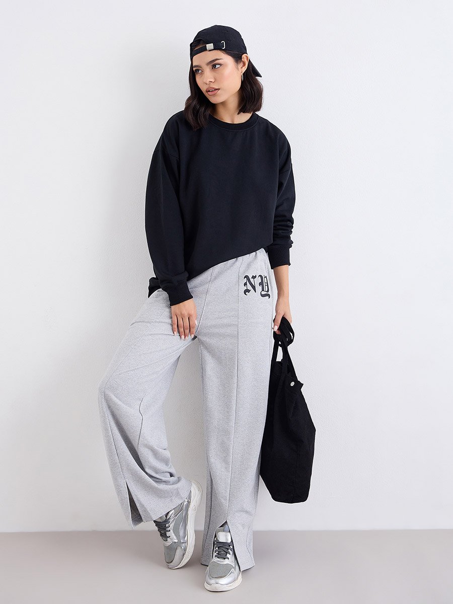 Longline Black Oversized Sweatshirt