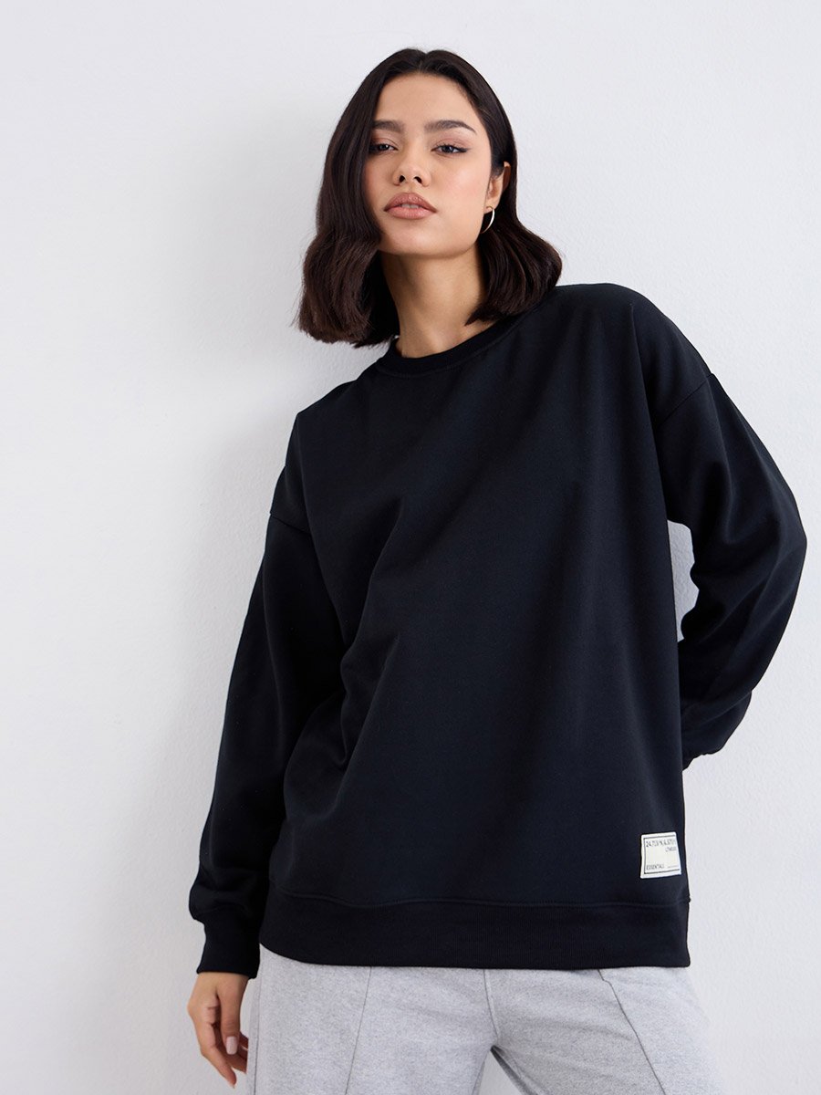 Longline Black Oversized Sweatshirt