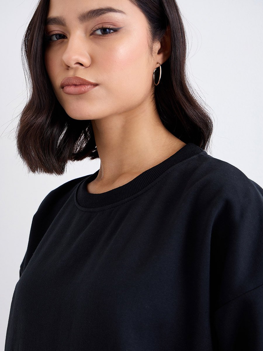 Longline Black Oversized Sweatshirt