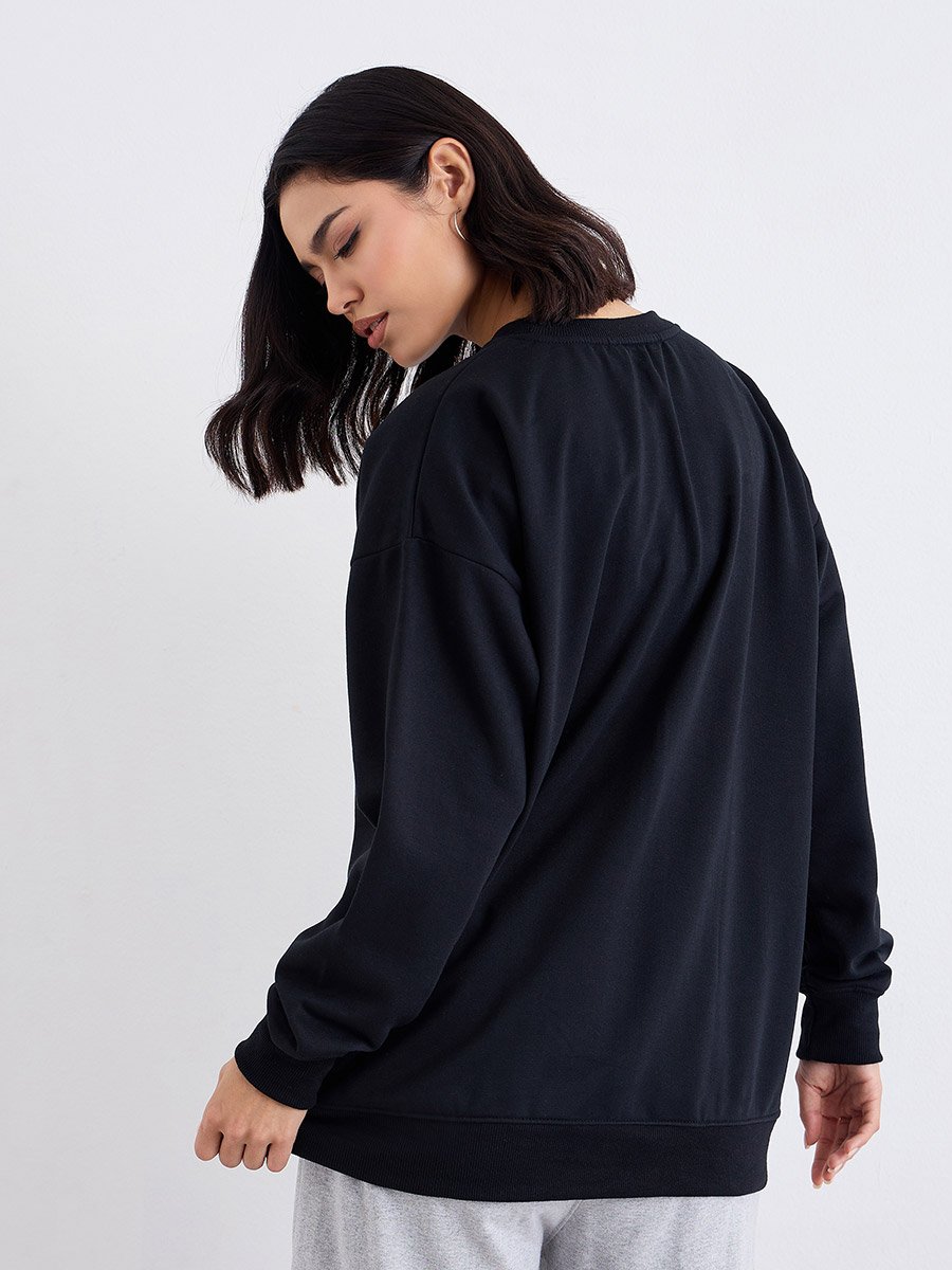 Longline Black Oversized Sweatshirt