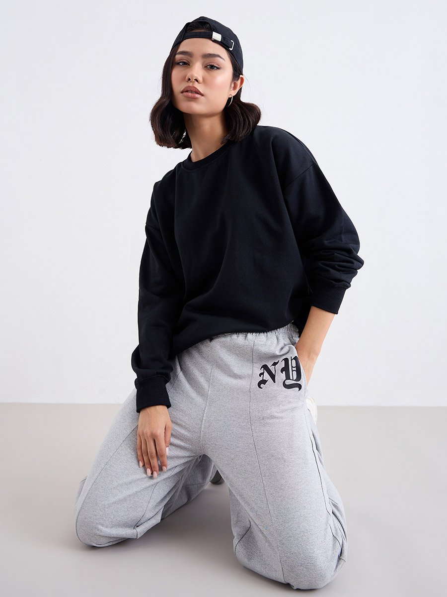 Longline Black Oversized Sweatshirt
