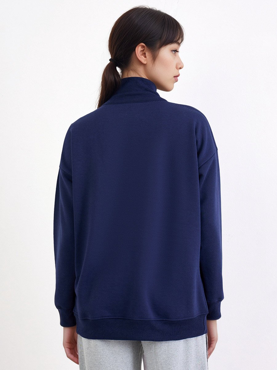 Navy Blue Paris Print Longline Sweatshirt