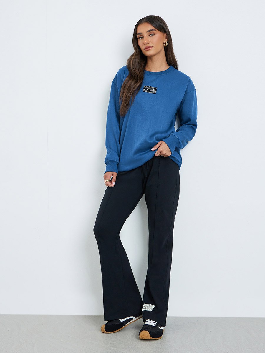 Women Dark Blue Sweatshirt with Badge