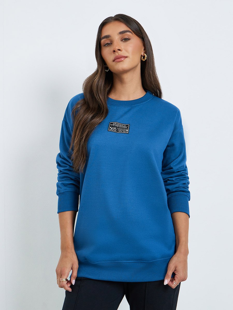 Women Dark Blue Sweatshirt with Badge