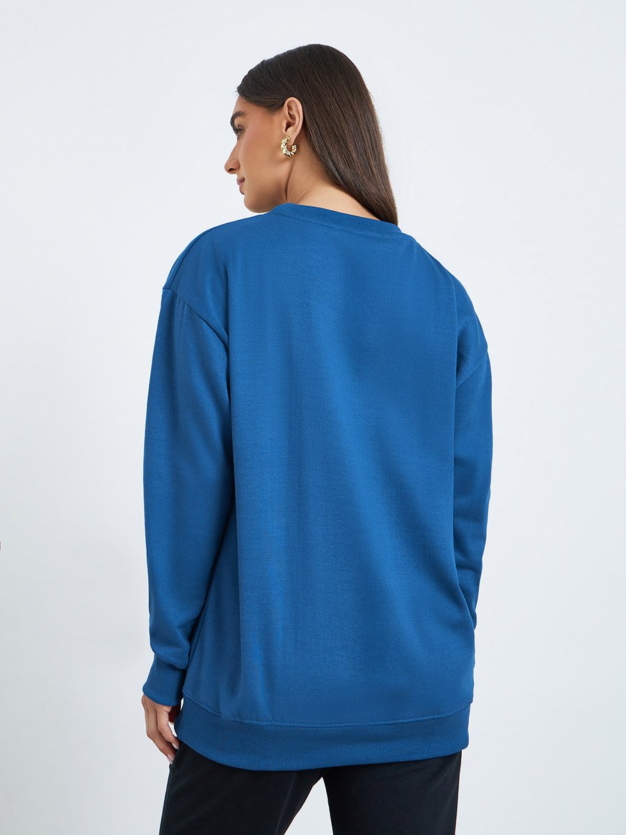 Women Dark Blue Sweatshirt with Badge