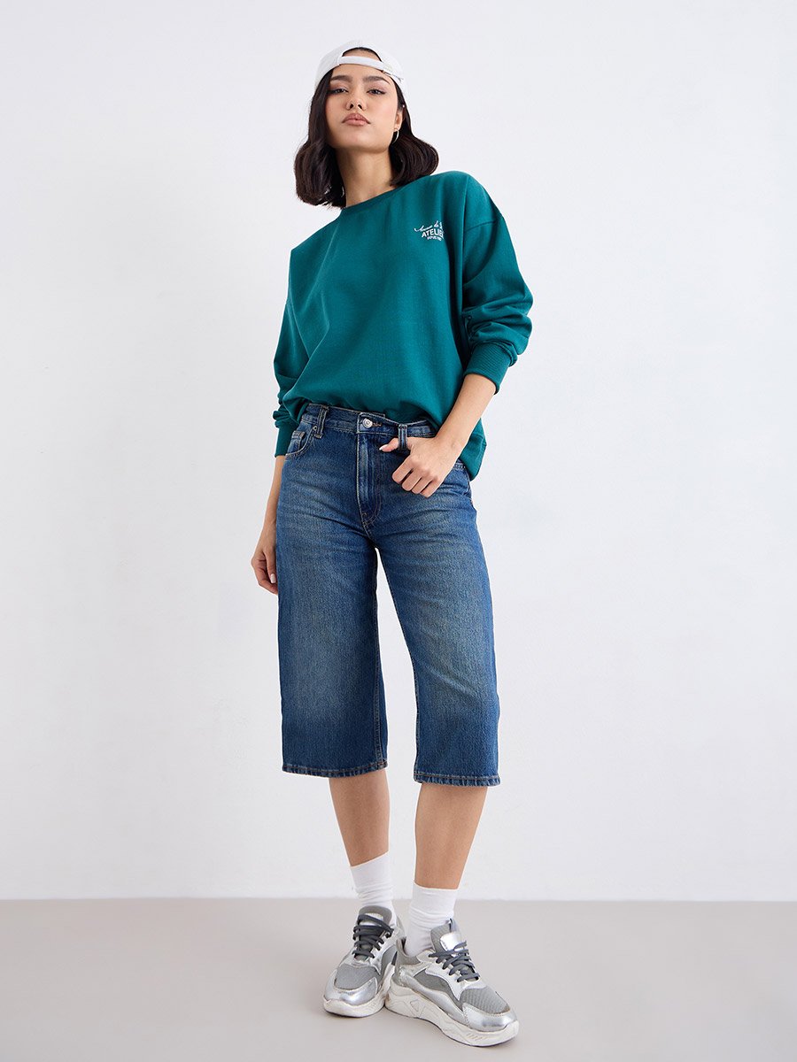 Oversized Regular Length Slogan Sweatshirt
