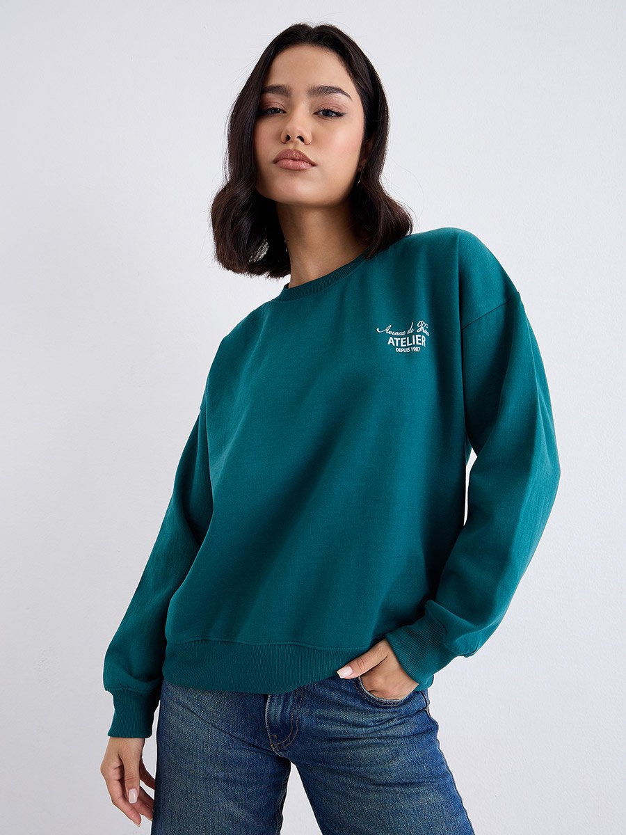 Oversized Regular Length Slogan Sweatshirt