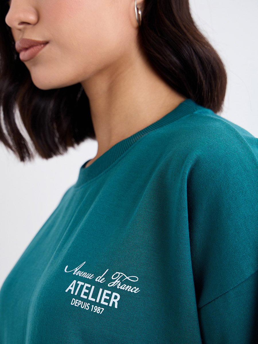 Oversized Regular Length Slogan Sweatshirt