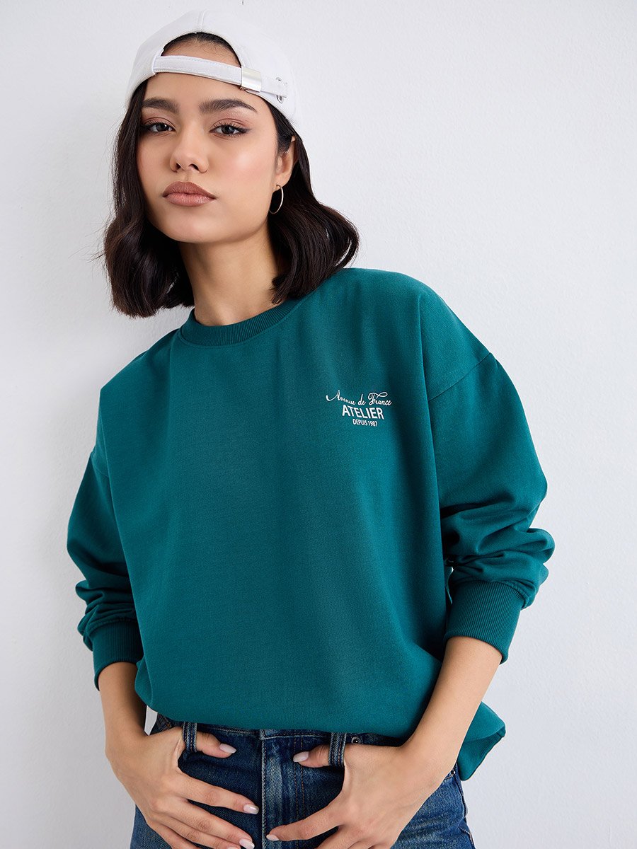Oversized Regular Length Slogan Sweatshirt