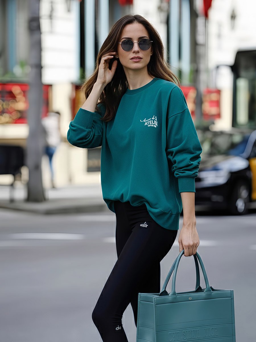 Oversized Regular Length Slogan Sweatshirt