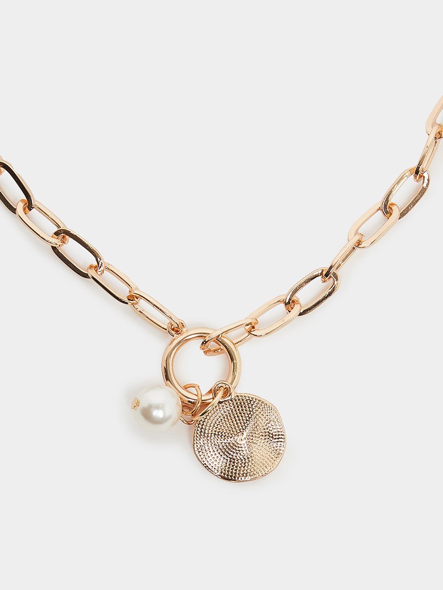 Set of 3 - Layered Gold Chain Necklace with Pearls