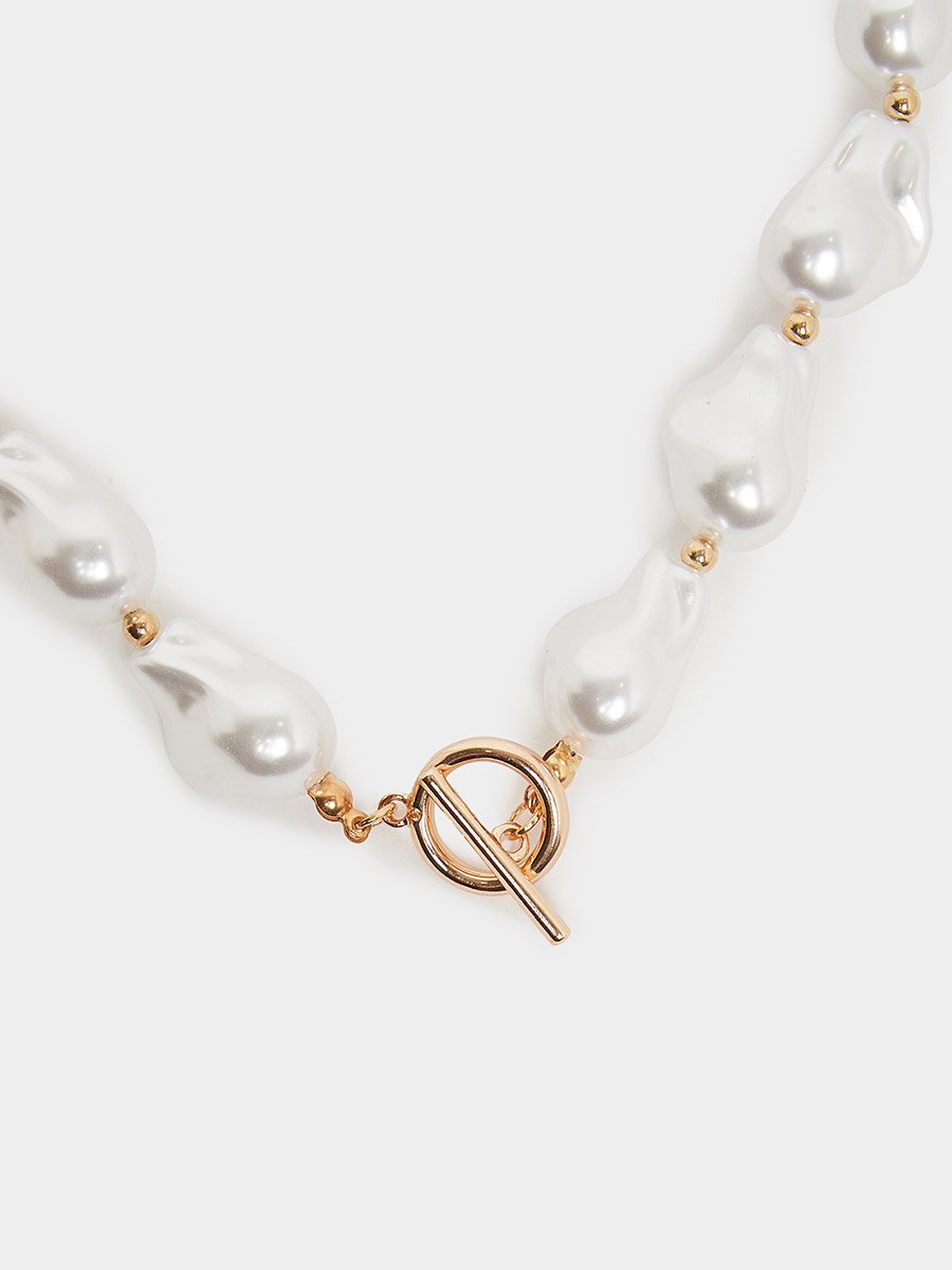 Set of 3 - Layered Gold Chain Necklace with Pearls