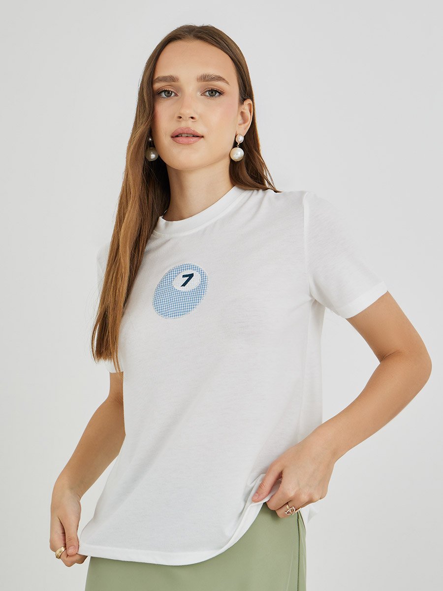 Embroidered Round Neck T-Shirt