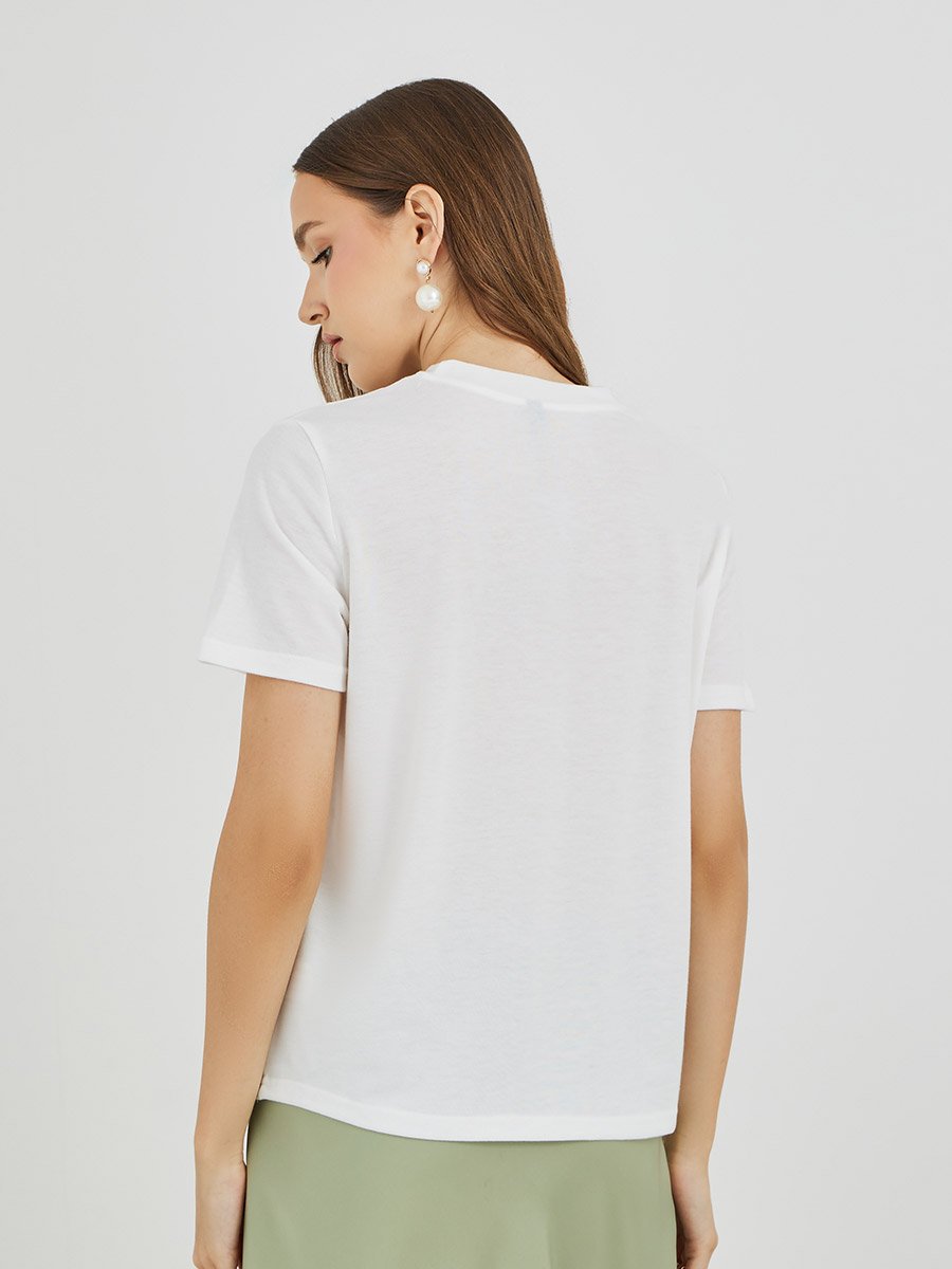 Embroidered Round Neck T-Shirt