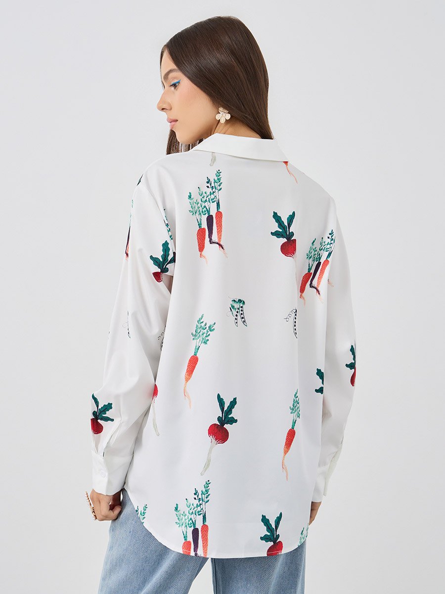 Graphic Print Spread Collar Shirt