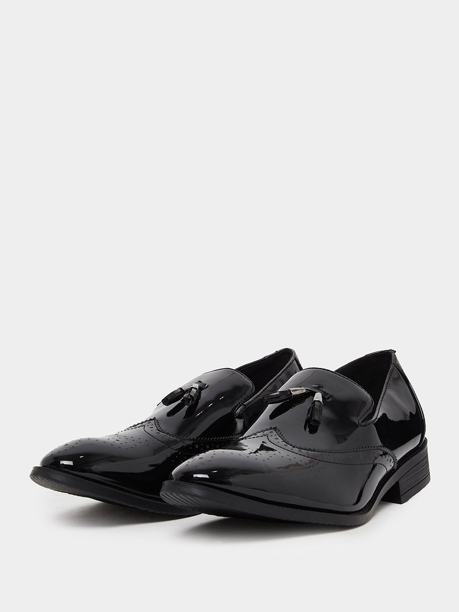 Textured Pointed Toe Slip On Formal Shoes