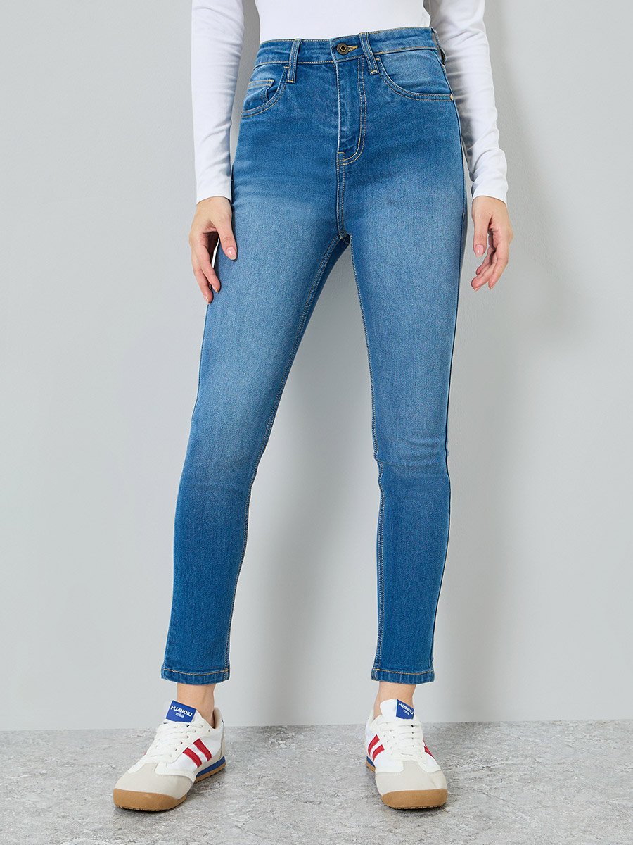 Women Blue High Rise Skinny Jeans