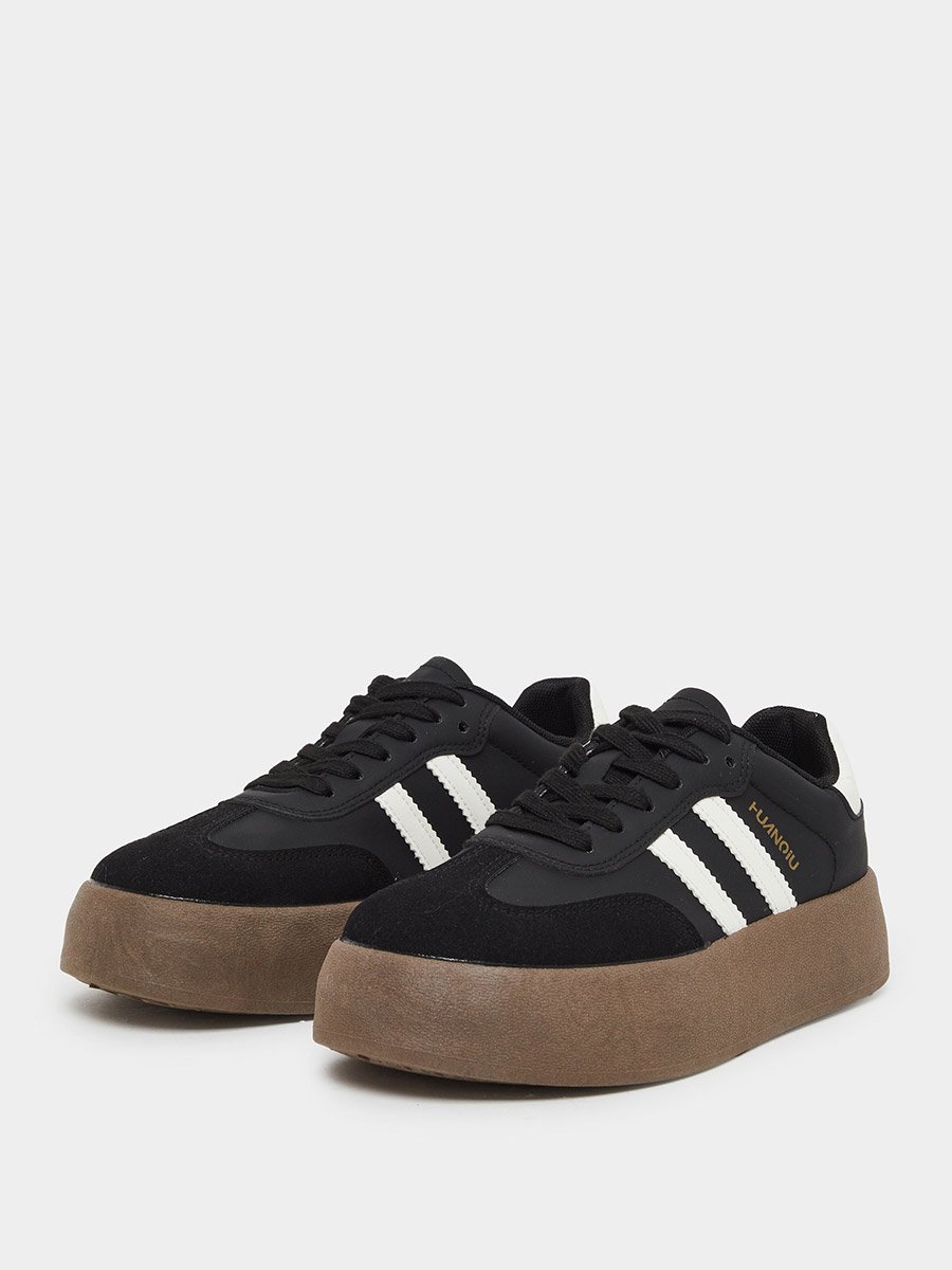 Women Black Platform Sneakers