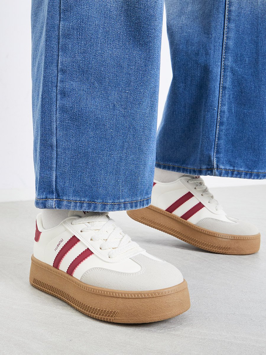 Women Beige Platform Sneakers