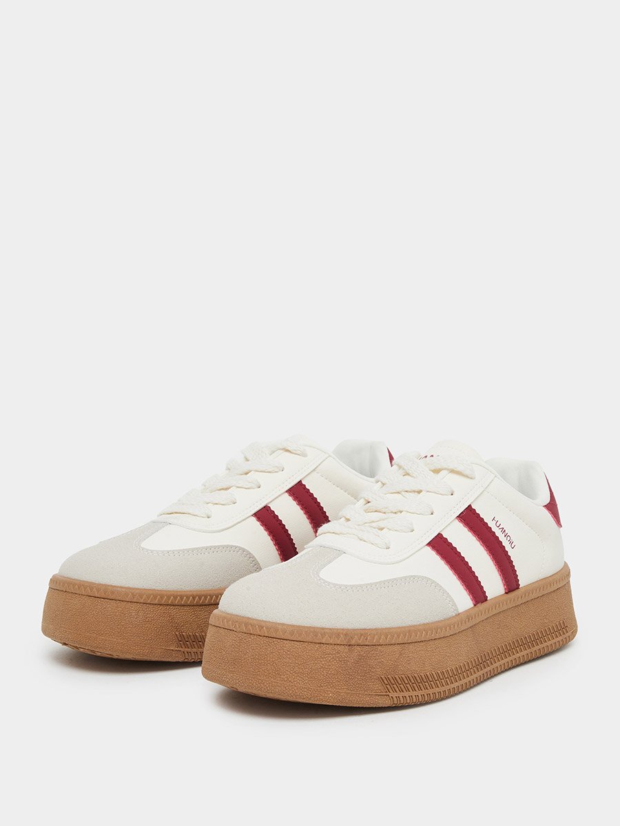 Women Beige Platform Sneakers