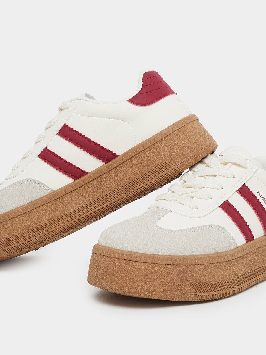 Women Beige Platform Sneakers