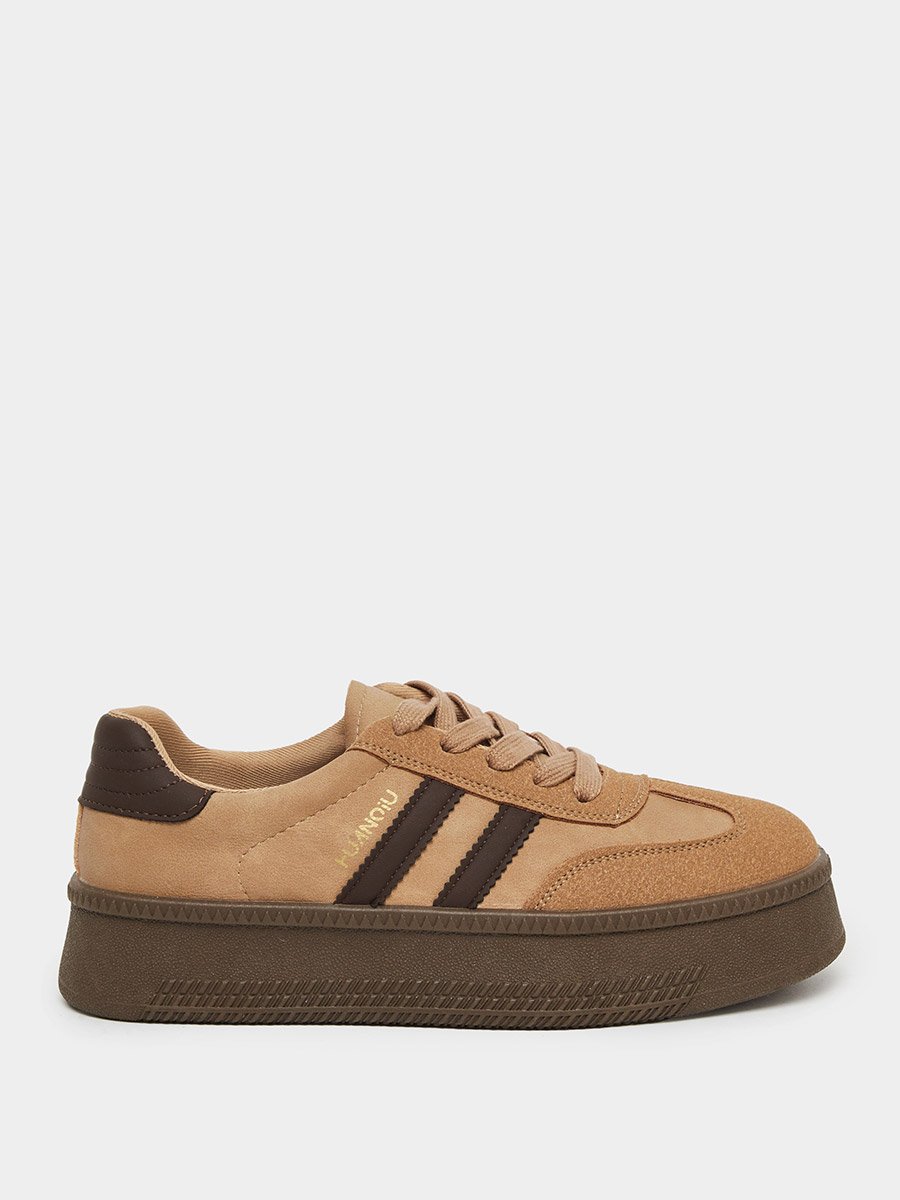 Women Beige Platform Sneakers