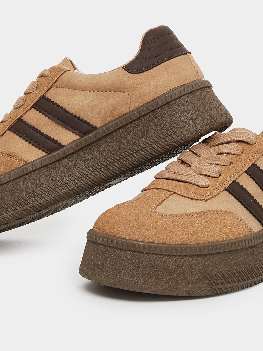 Women Beige Platform Sneakers