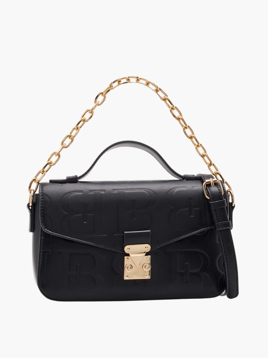 Monogram Print Crossbody Bag with Adjustable Strap and Twist Lock