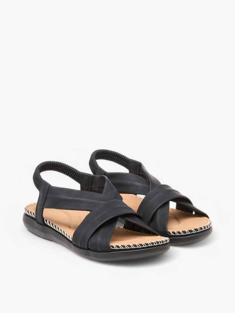 Solid Cross Strap Slingback Sandals