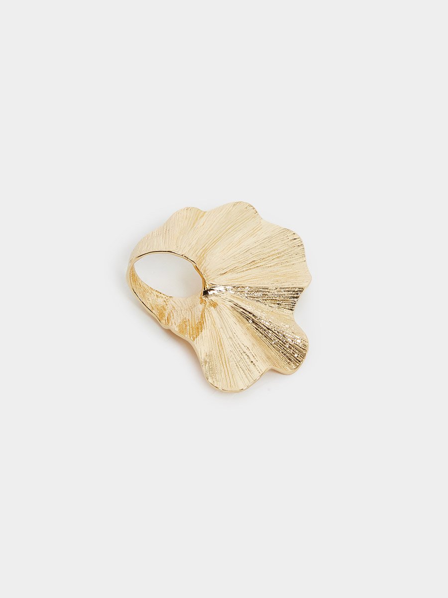 Women Gold Textured Overlap Ring