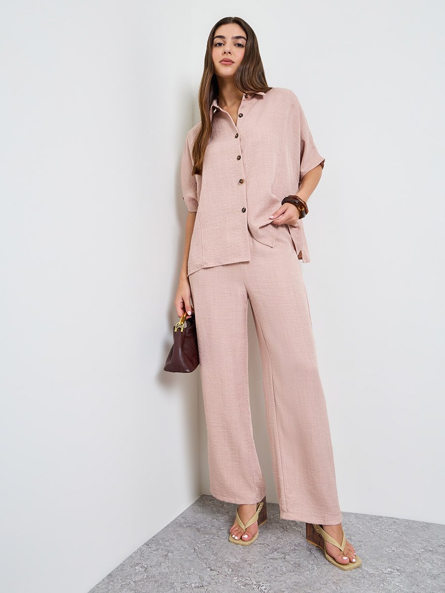 Light Pink Relaxed Fit Shirt and Trouser Modest Set