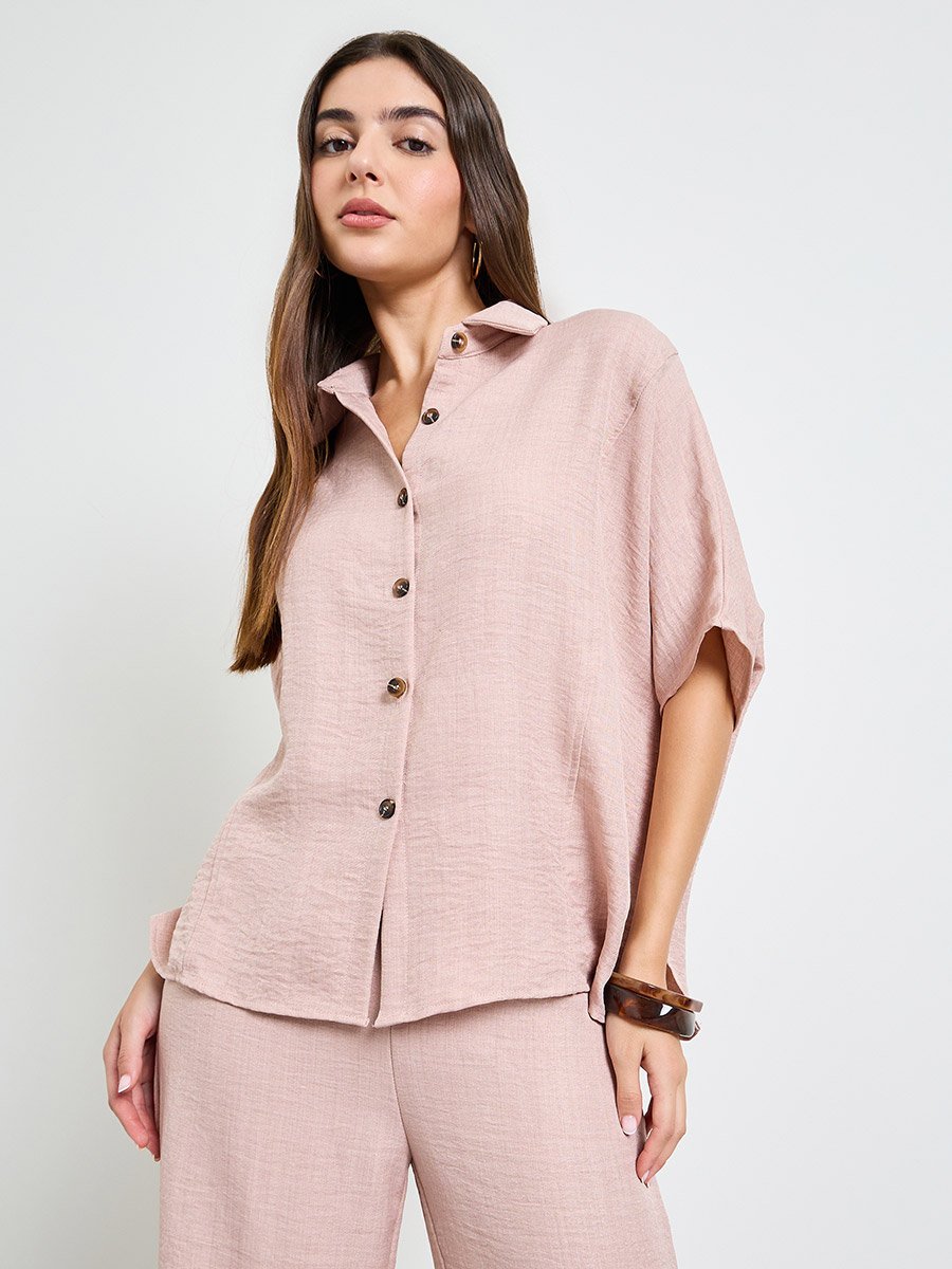 Light Pink Relaxed Fit Shirt and Trouser Modest Set