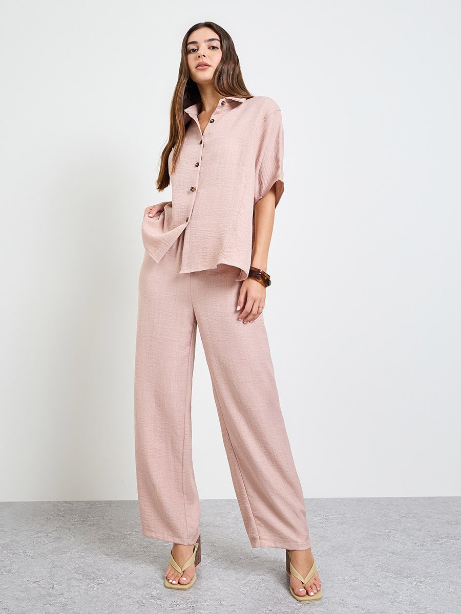 Light Pink Relaxed Fit Shirt and Trouser Modest Set