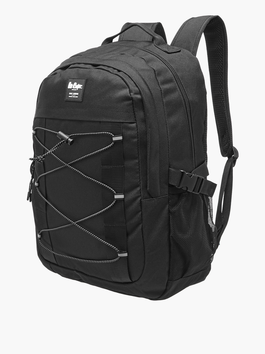 Logo Applique Backpack with Adjustable Straps and Zip Closure - 14x31x46 cm