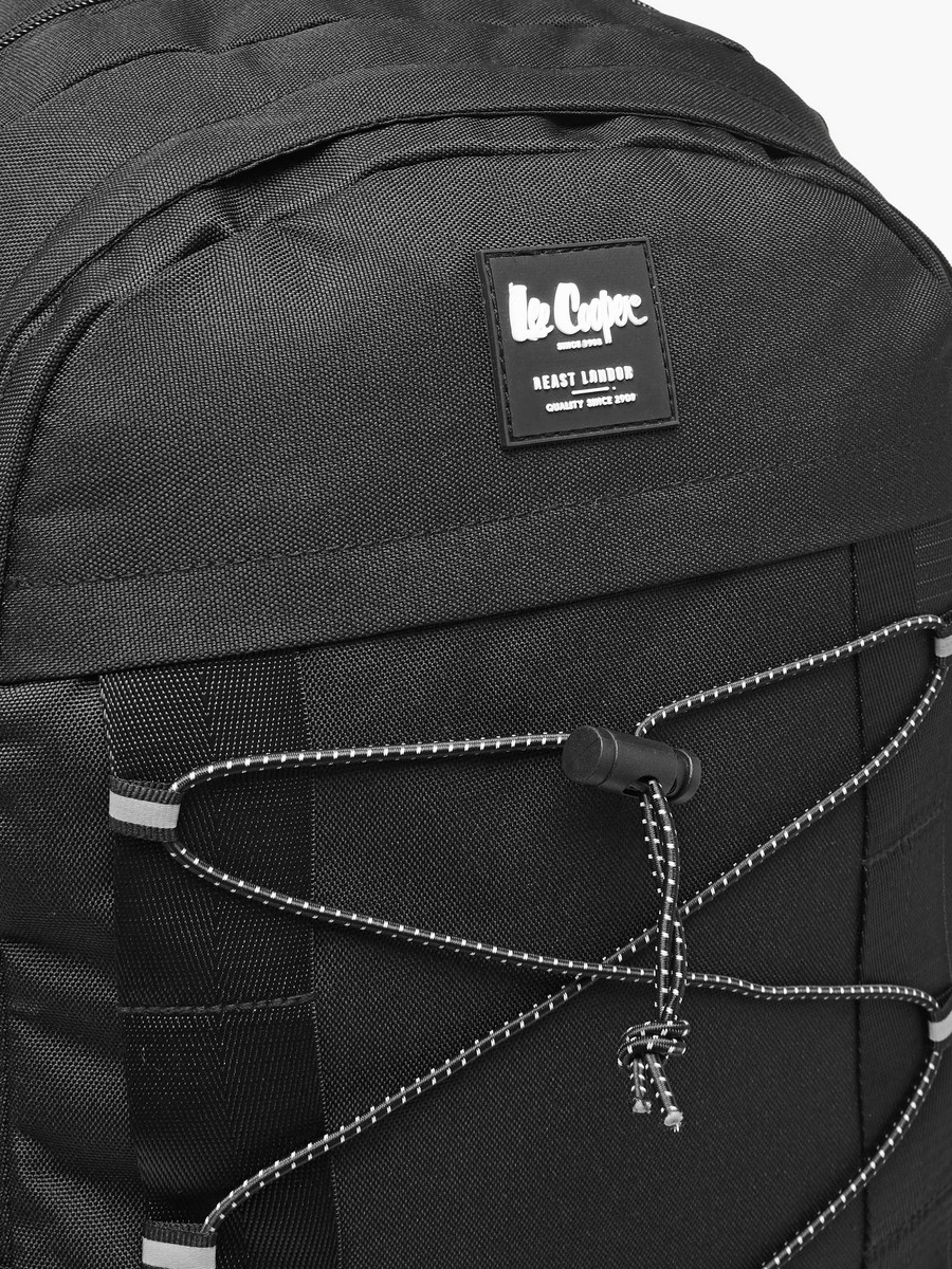 Logo Applique Backpack with Adjustable Straps and Zip Closure - 14x31x46 cm