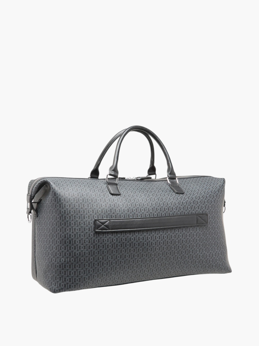 Monogram Print Duffle Bag with Zip Closure and Double Handle
