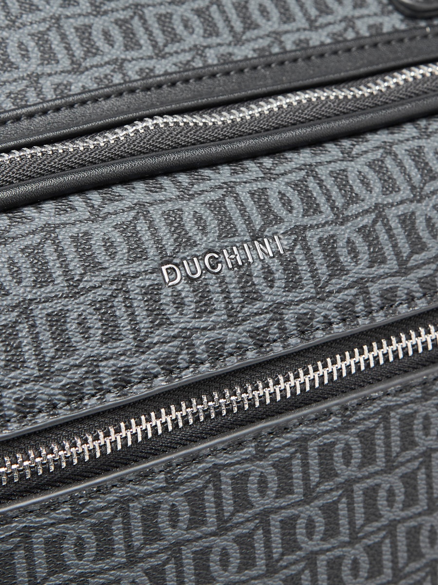 Monogram Print Duffle Bag with Zip Closure and Double Handle