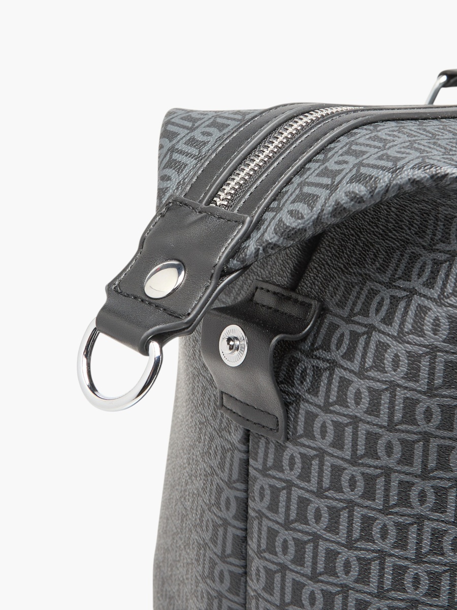 Monogram Print Duffle Bag with Zip Closure and Double Handle