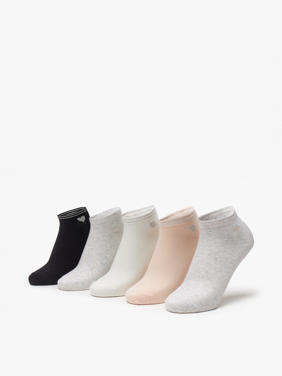 Heart Print Ankle Length Socks - Set of 5