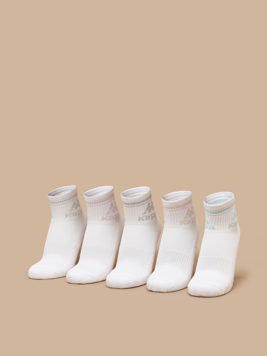 Logo Print Crew Length Socks - Set of 5