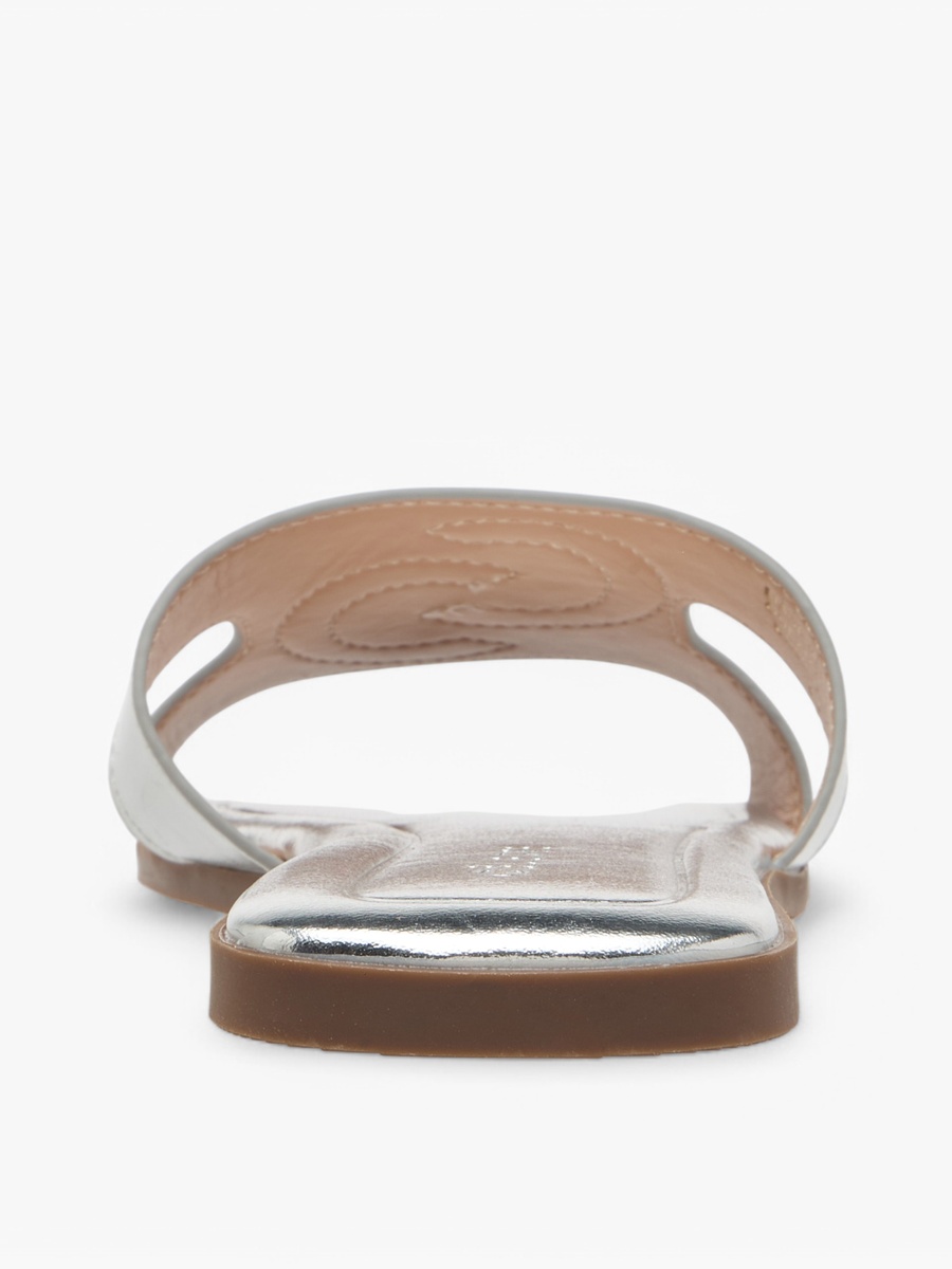 Metallic Logo Embossed Slip-On Sandals