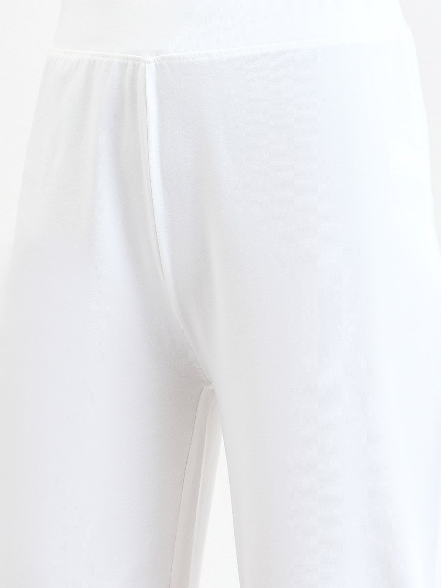White Flared Joggers with Patch Detail