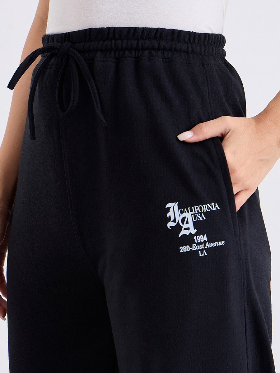 Women Black Wide Leg Joggers