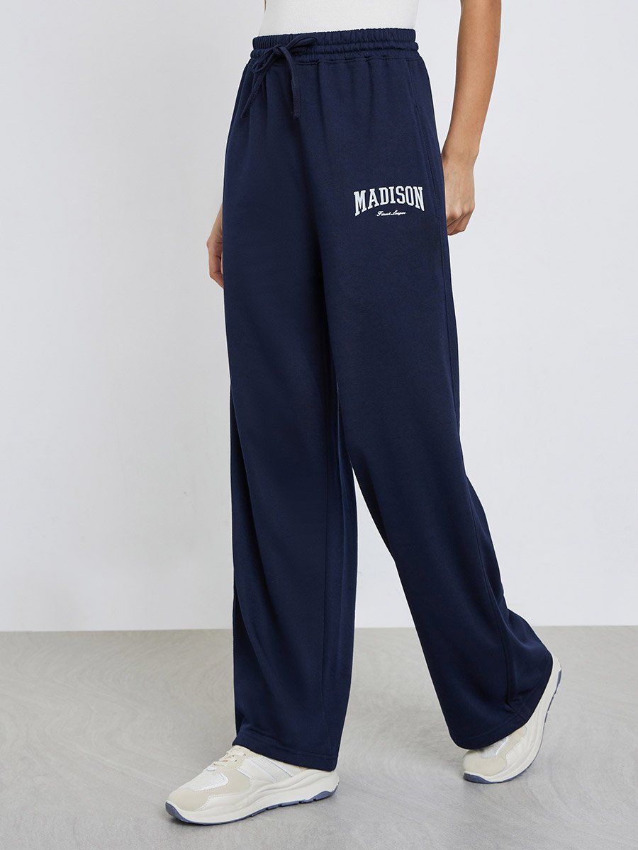 Navy Blue Wide Leg Joggers
