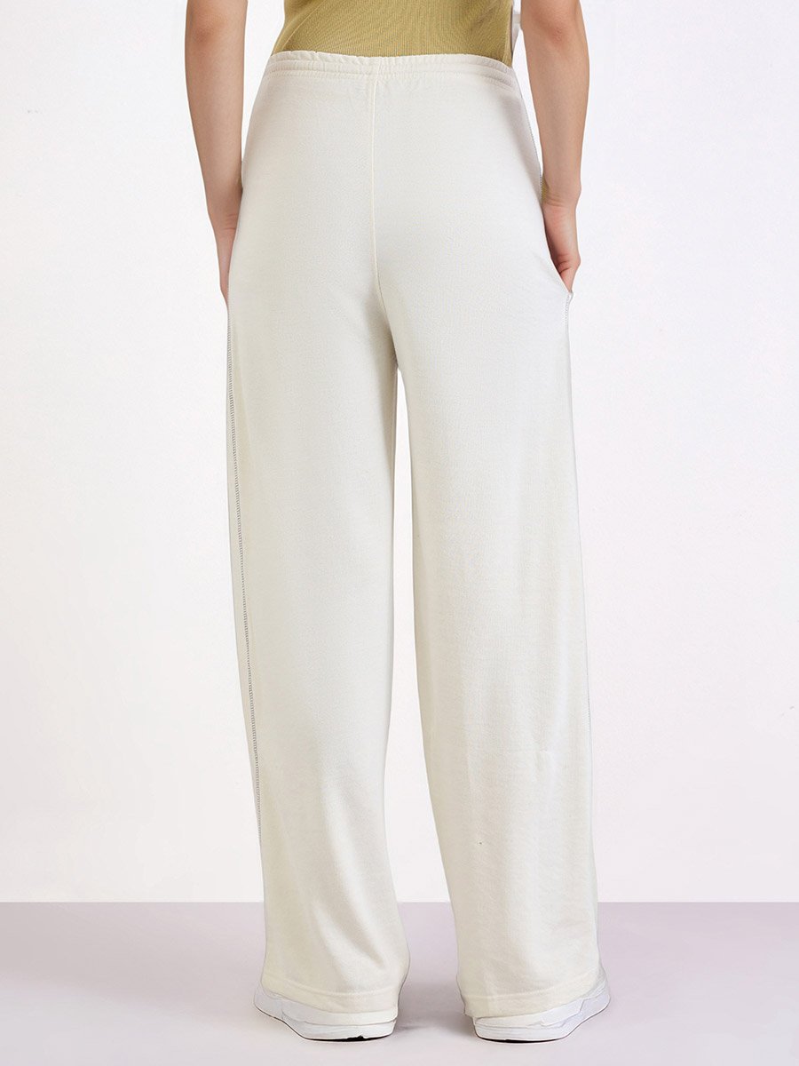 Cream Placemen Prints Wide Leg Joggers 