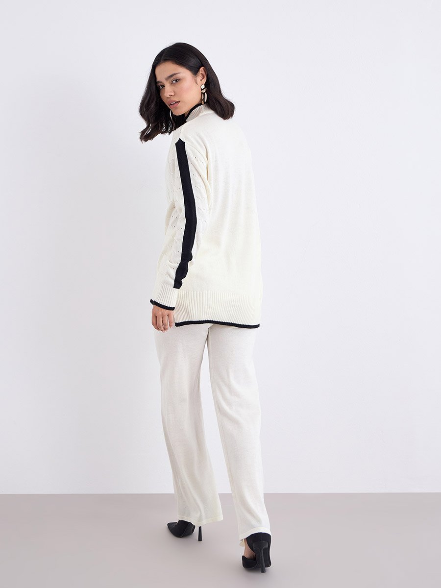 Off White Knit Sweater and Trousers Co-Ods