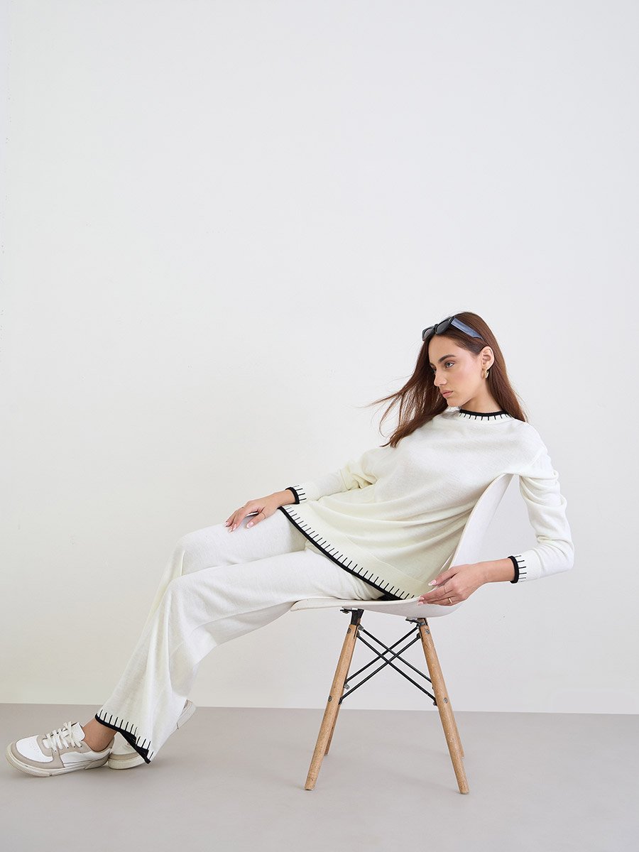Contrast Trim Knitted Sweater and Joggers Co-ords